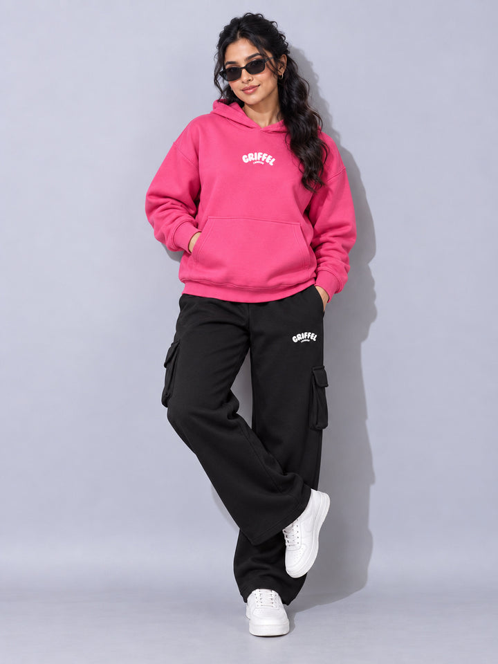 REBORN LOGO Cotton Fleece  Oversized Hoodie  For Women