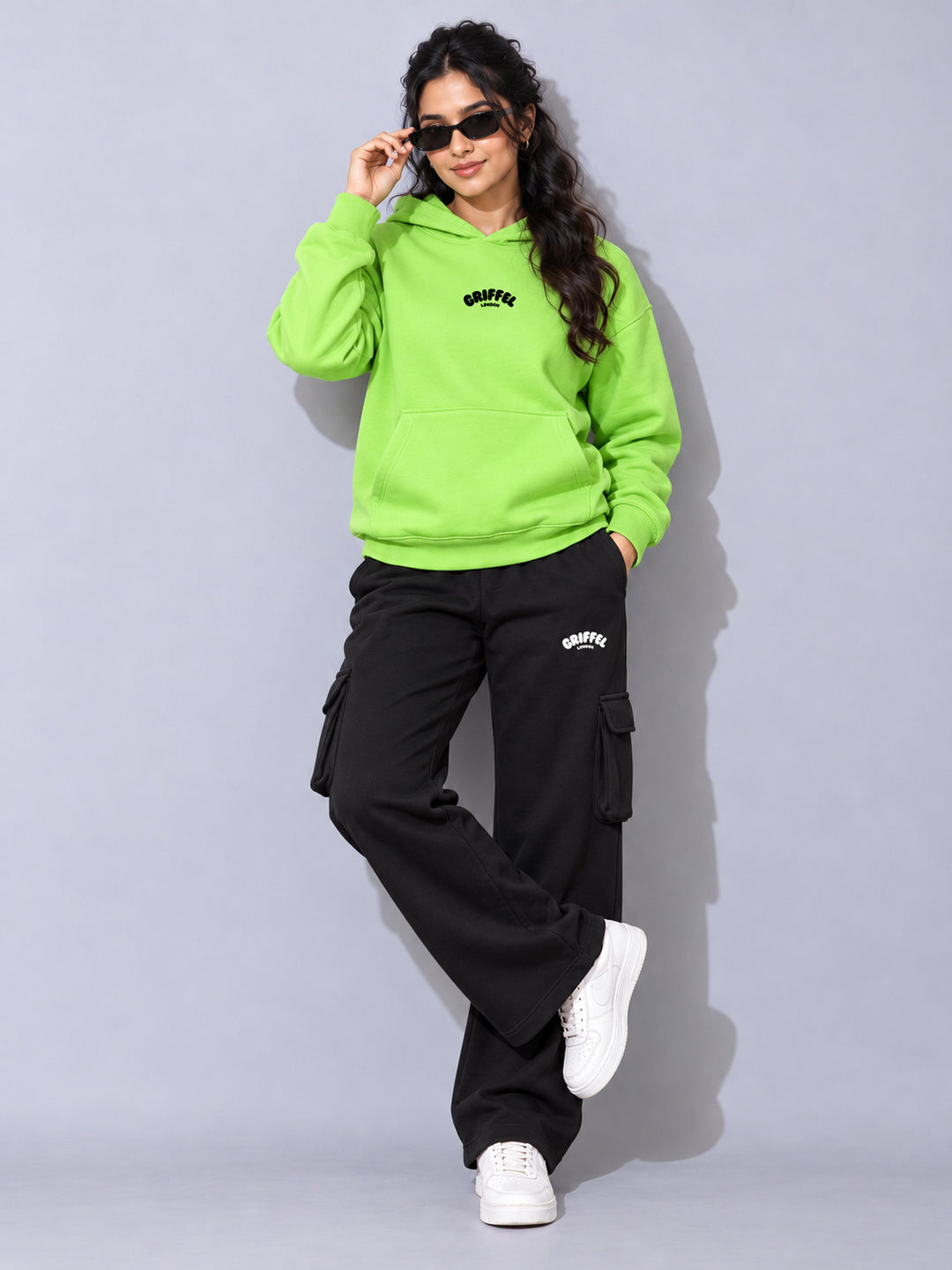 REBORN LOGO Cotton Fleece  Oversized Hoodie Tracksuit  For Women