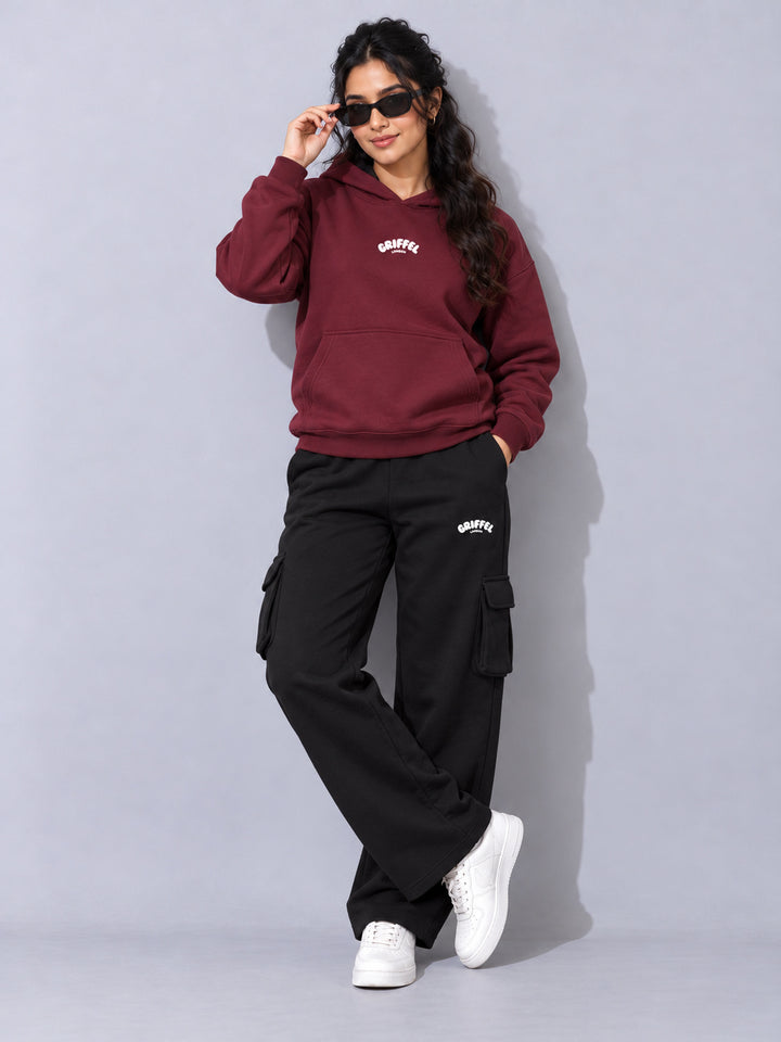 REBORN LOGO Cotton Fleece  Oversized Hoodie  For Women