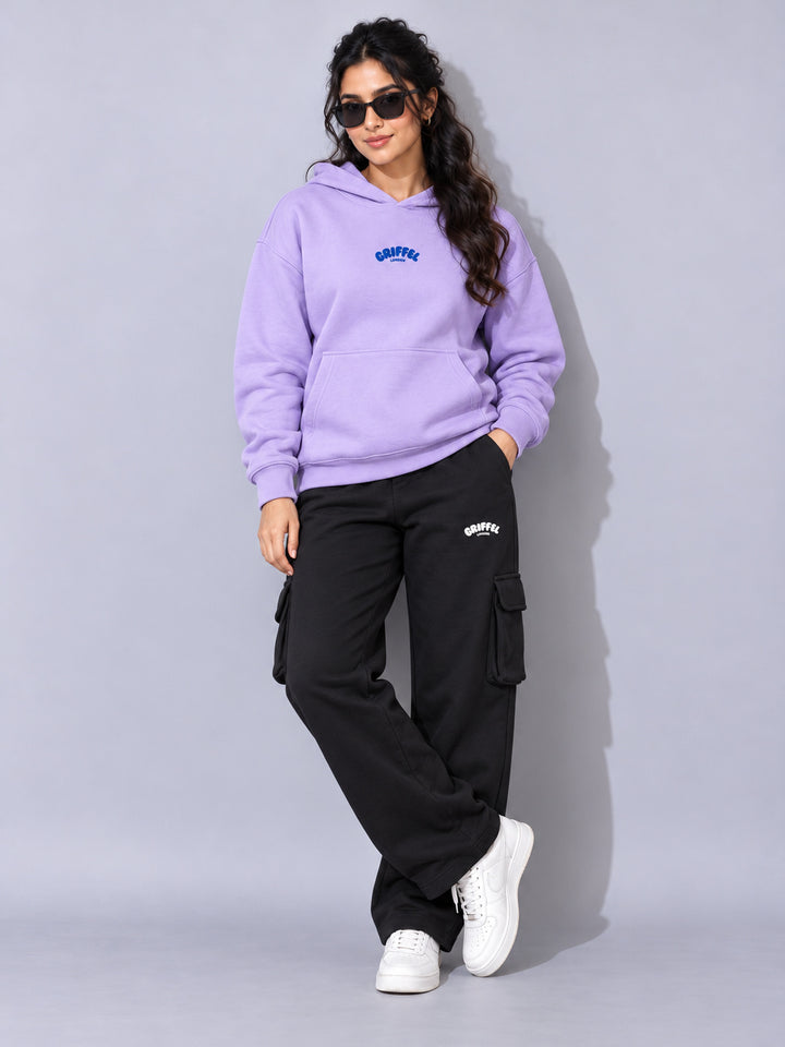 REBORN LOGO Cotton Fleece  Oversized Hoodie  For Women