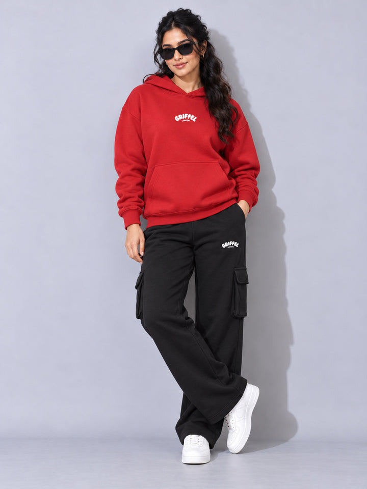 REBORN LOGO Cotton Fleece  Oversized Hoodie  For Women