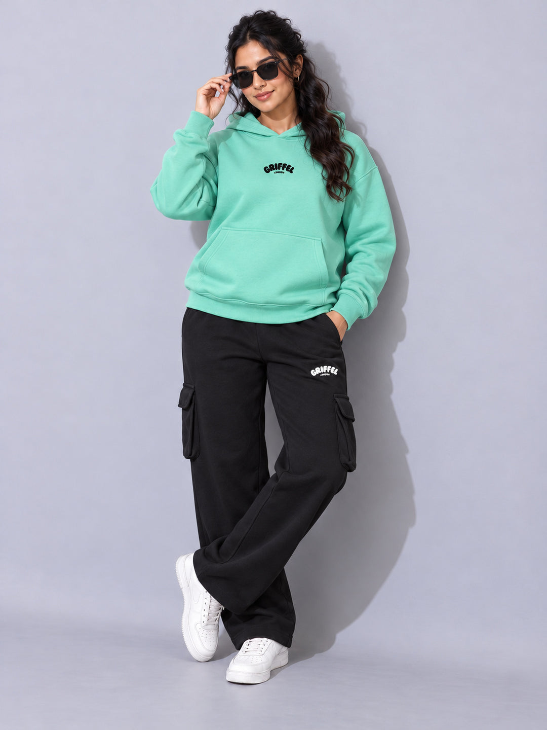 REBORN LOGO Cotton Fleece  Oversized Hoodie  For Women