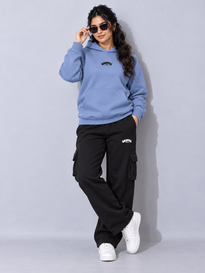 REBORN LOGO Cotton Fleece  Oversized Hoodie  For Women