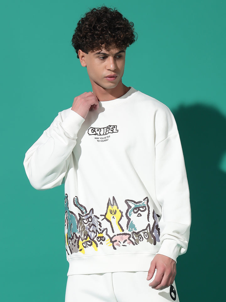 Emoji Cats Oversized Sweatshirt