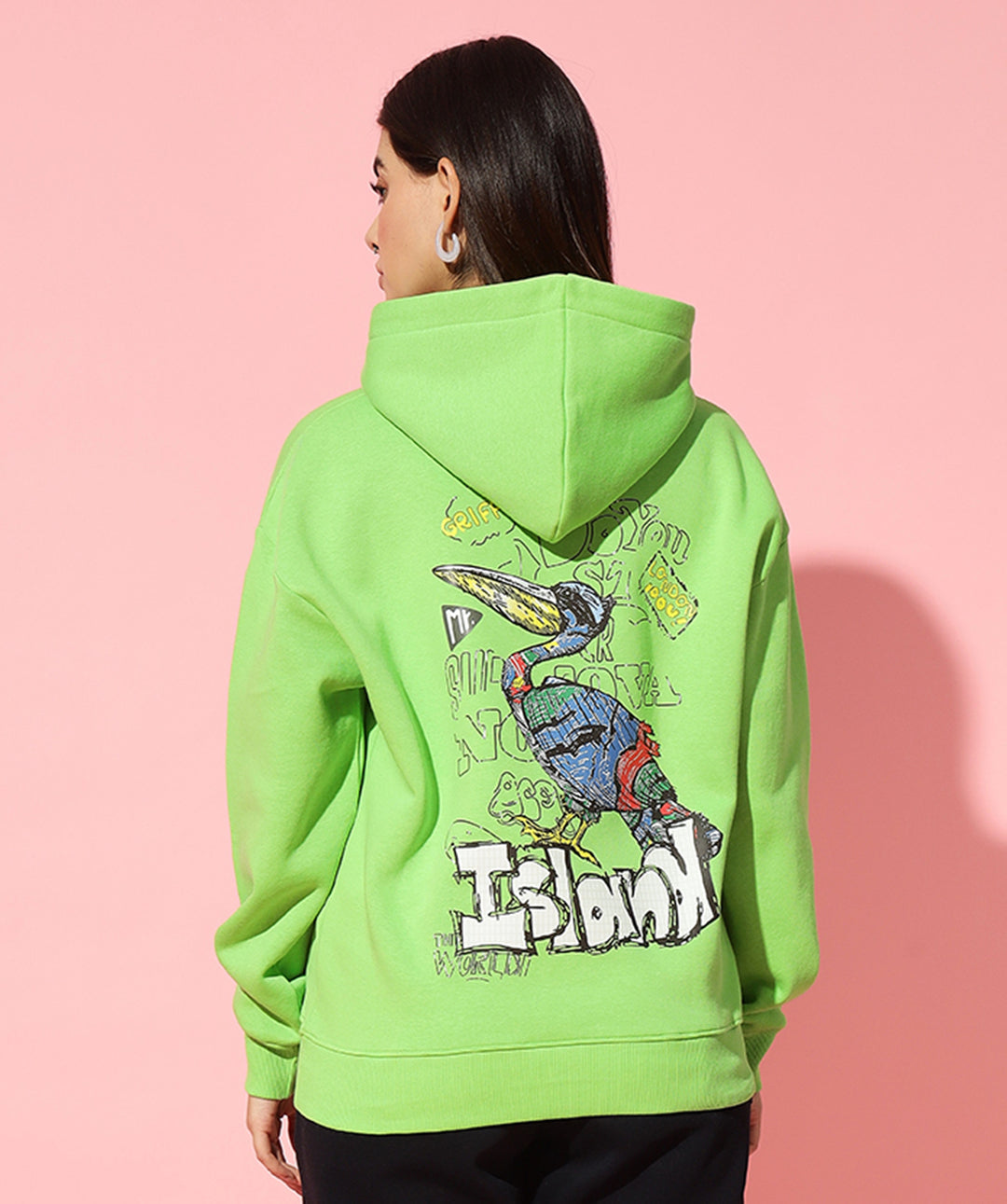 Island  Hoodie Neck Oversized Sweatshirt