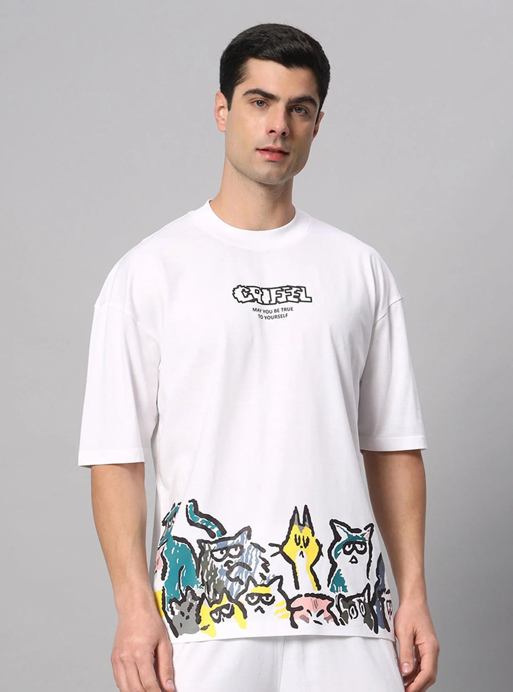 Emoji Cats Drop Shoulder Oversized T-shirt - griffel