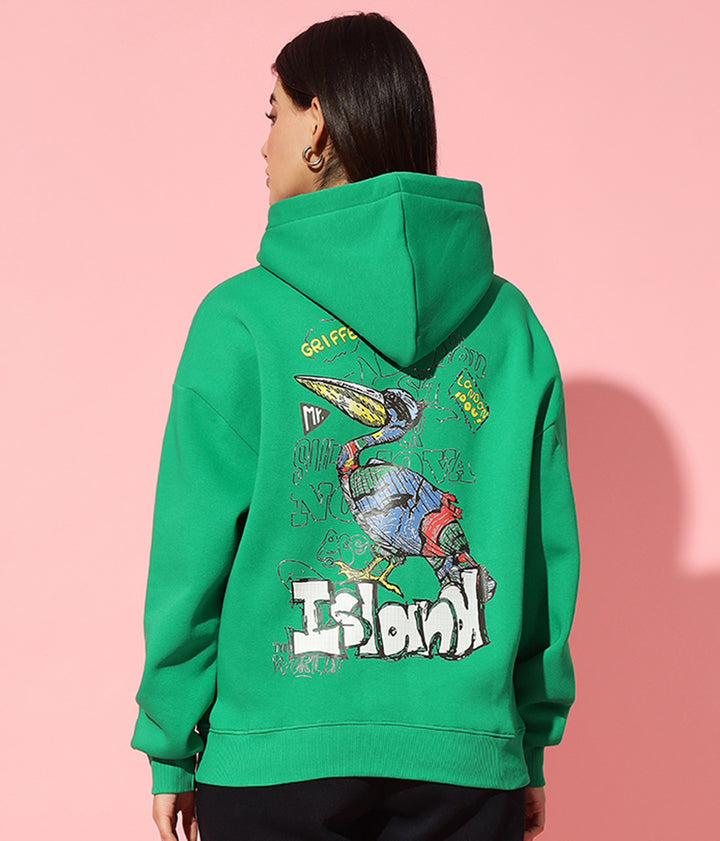 Island  Hoodie Neck Oversized Sweatshirt