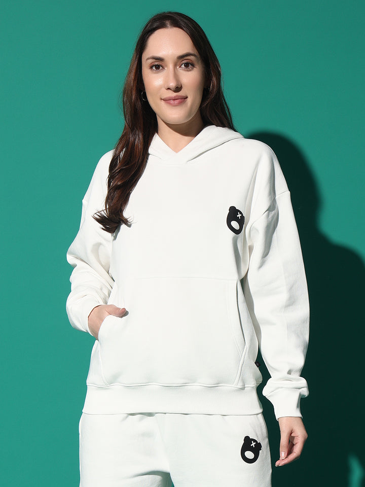 GRIFFEL Teddy Logo Hoodie Neck Oversized Sweatshirt