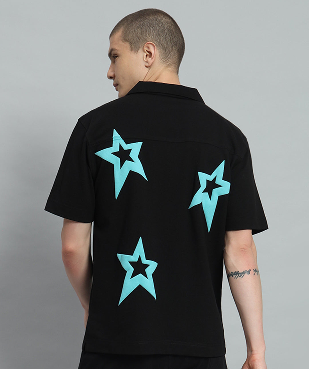 GRIFFEL Star Printed Regular Fit Bowling Shirt