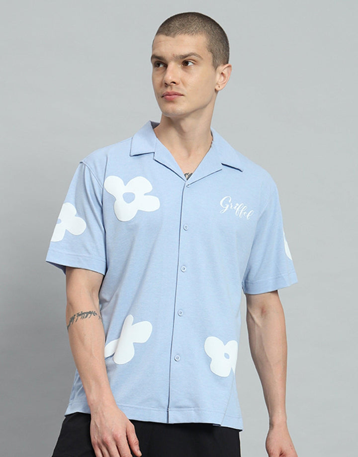 GRIFFEL Flower Printed Regular Fit Bowling Shirt