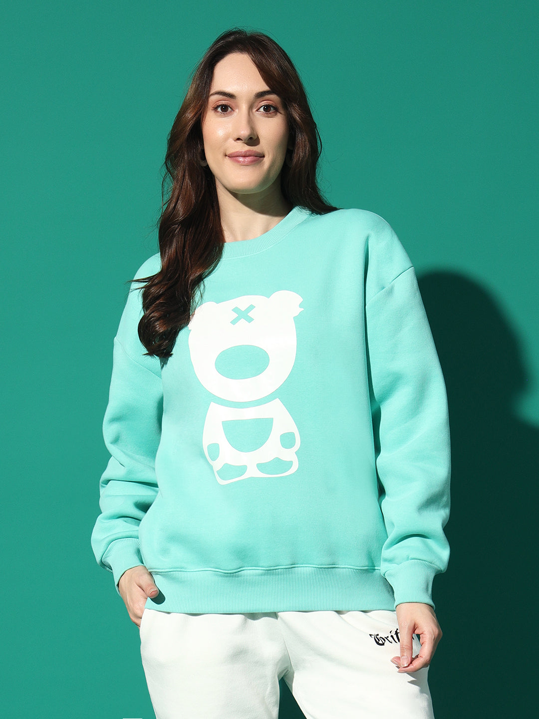 GRIFFEL Front Teddy Round Neck Sweatshirt