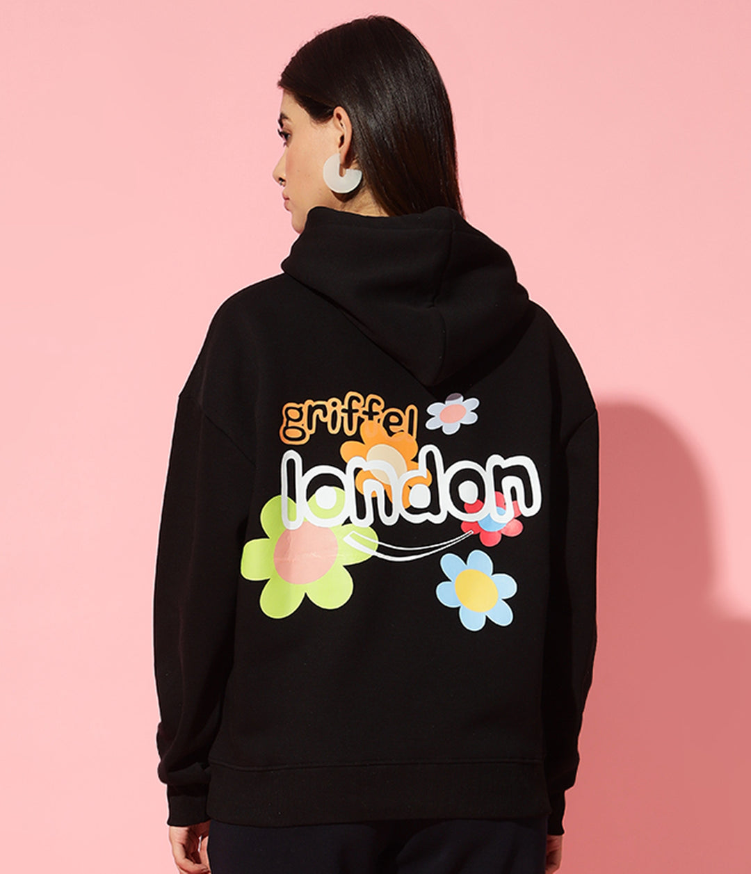 Flower London Hoodie Neck Oversized Sweatshirt