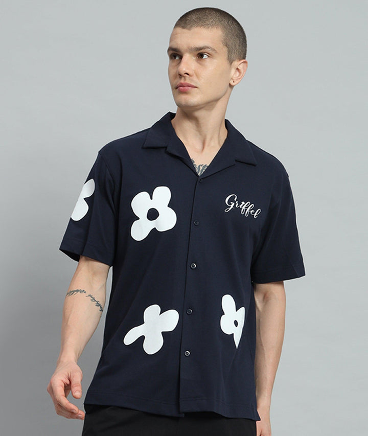 GRIFFEL Flower Printed Regular Fit Bowling Shirt