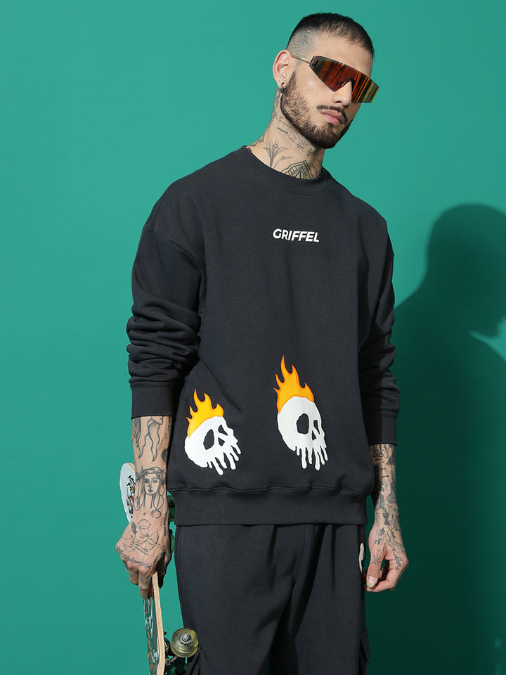 Skeleton Fire Oversized Sweatshirt☠️