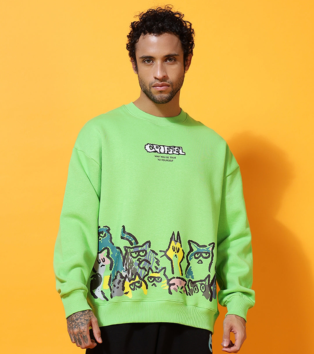 Emoji Cats Oversized Sweatshirt