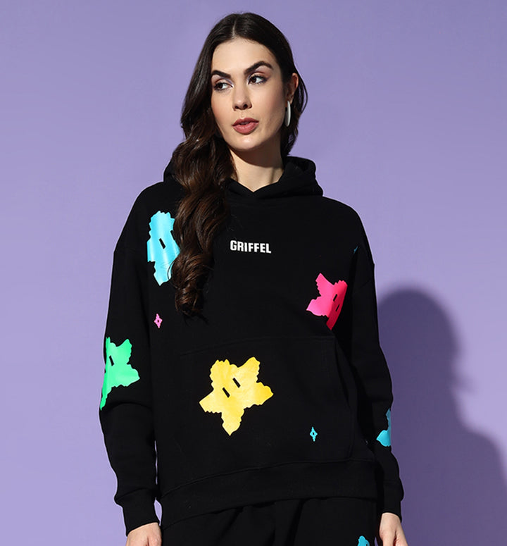 STAR Oversized Hoodie Neck Sweatshirt