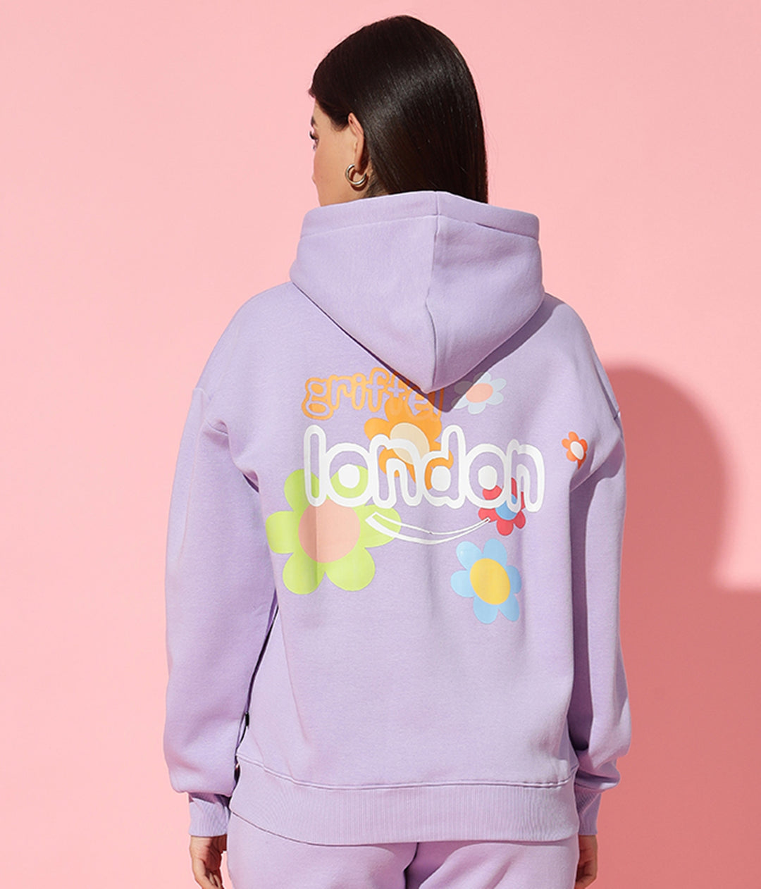 Flower London Hoodie Neck Oversized Sweatshirt