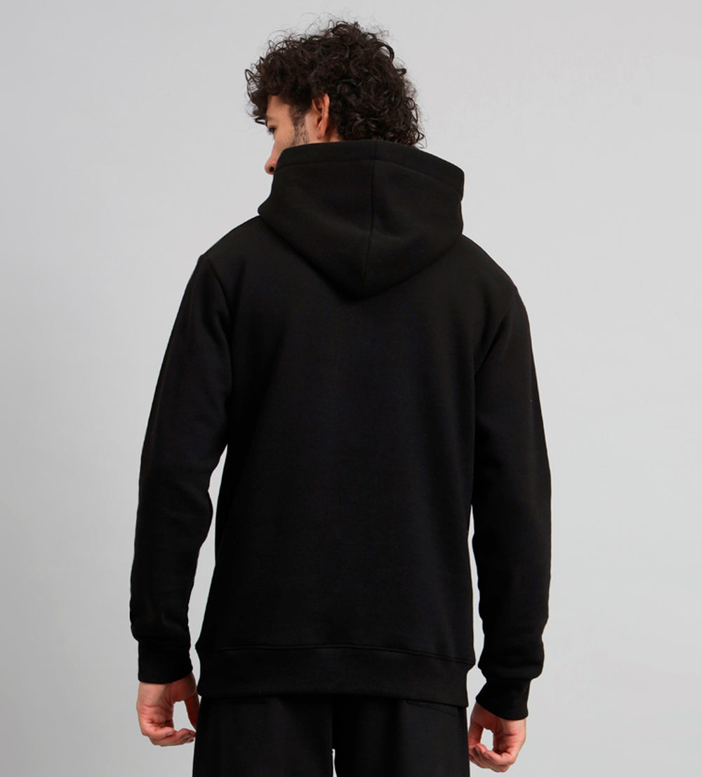 Griffel Men's Black Bear Print Regular Fit 100% Cotton Fleece Hoodie Sweatshirt - griffel