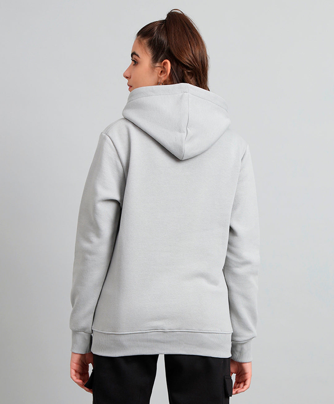 Griffel Women's Steel Grey GriffelXLondon Storm Print Regular Fit 100% Cotton Fleece Hoody Sweatshirt