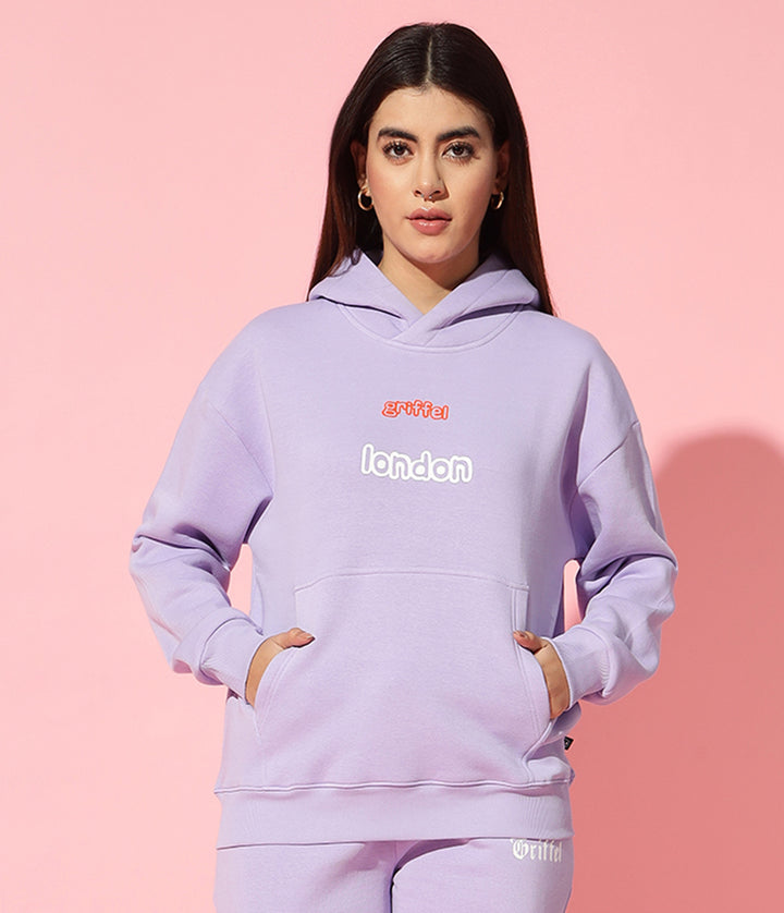 Flower London Hoodie Neck Oversized Sweatshirt