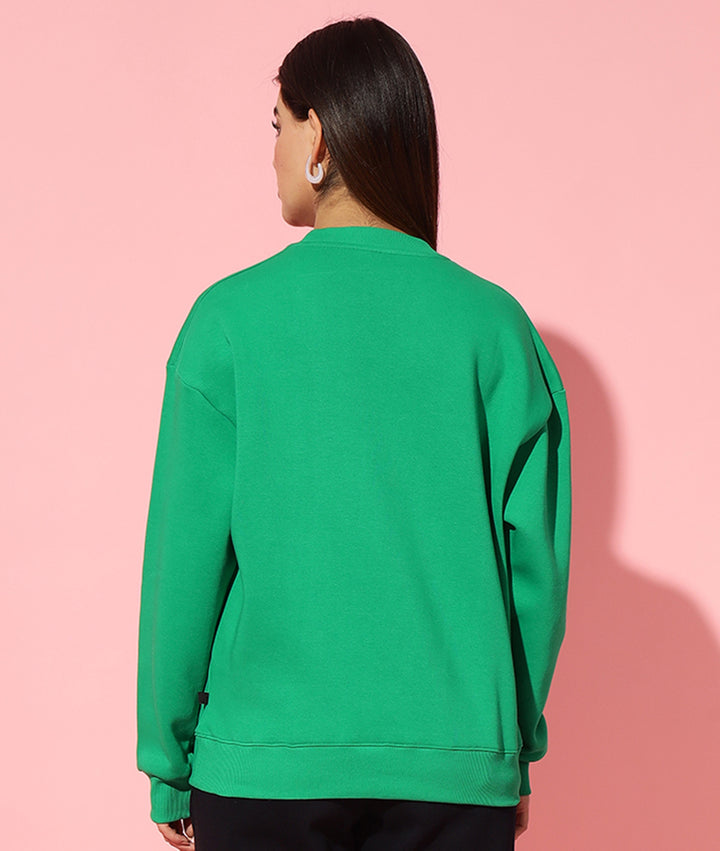 London boy Green Round Neck Oversized Sweatshirt