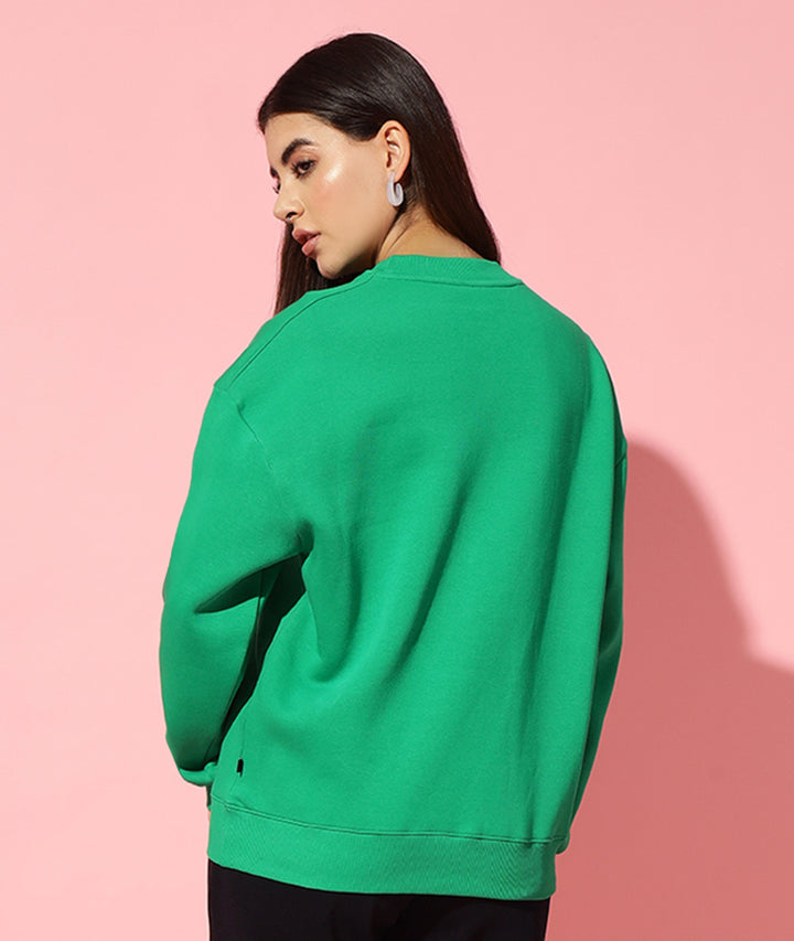 Griffel Girl green Round Neck Oversized Sweatshirt