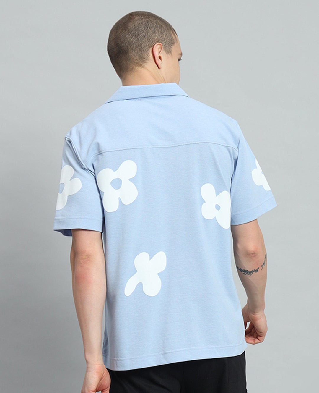 GRIFFEL Flower Printed Regular Fit Bowling Shirt