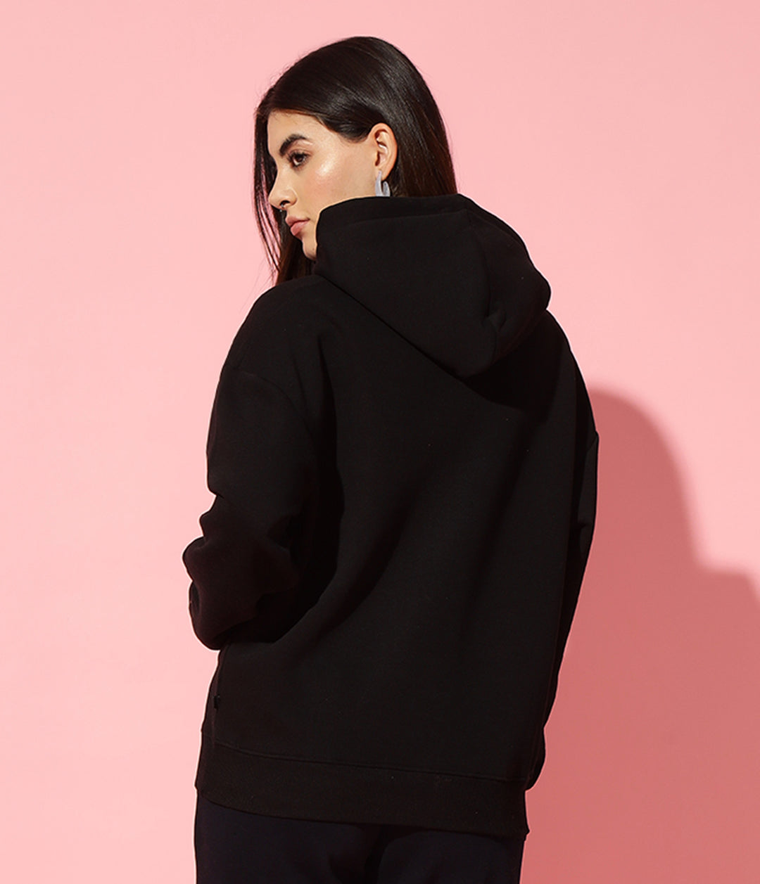 Est 2014 black Hoodie Neck Oversized Sweatshirt