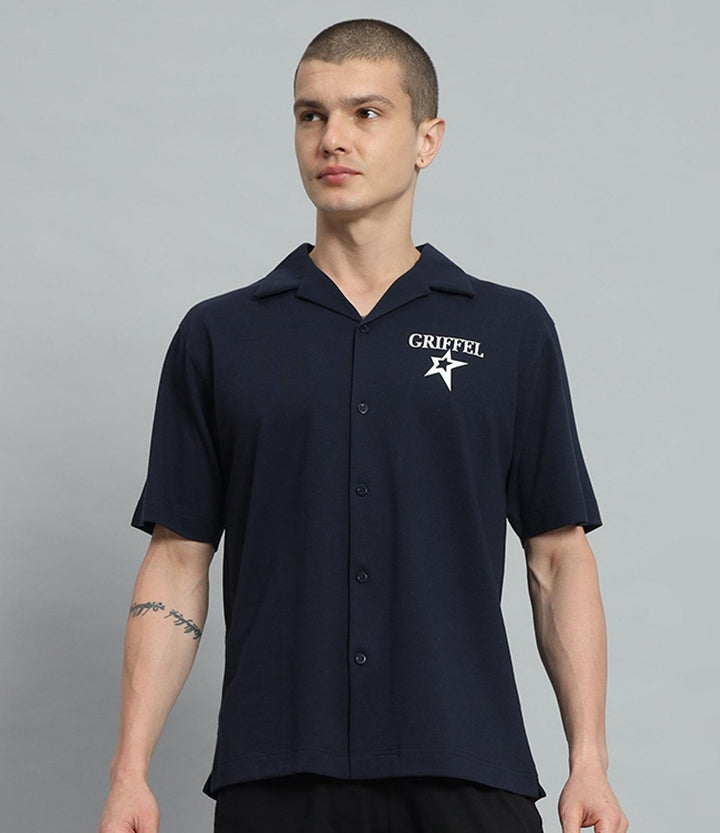 GRIFFEL Star Printed Regular Fit Bowling Shirt