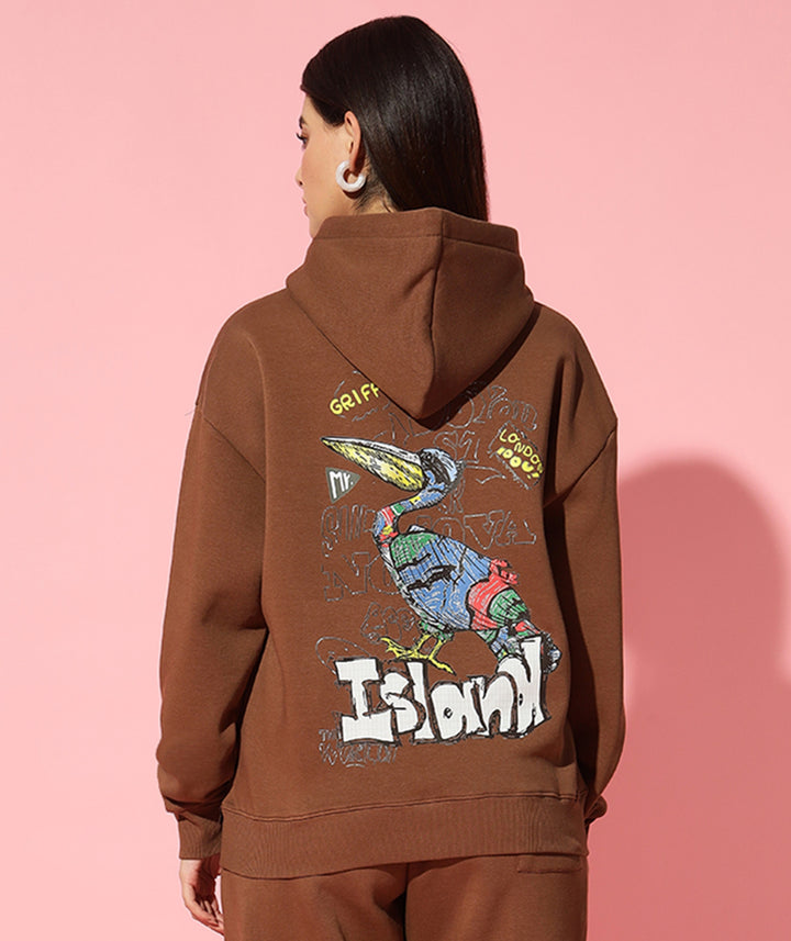 Island  Hoodie Neck Oversized Sweatshirt