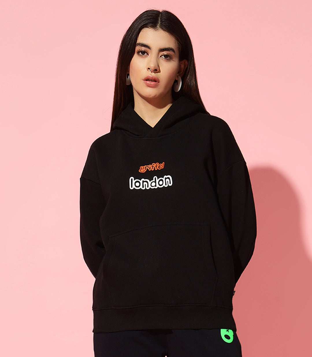 Flower London Hoodie Neck Oversized Sweatshirt