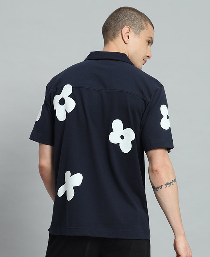 GRIFFEL Flower Printed Regular Fit Bowling Shirt