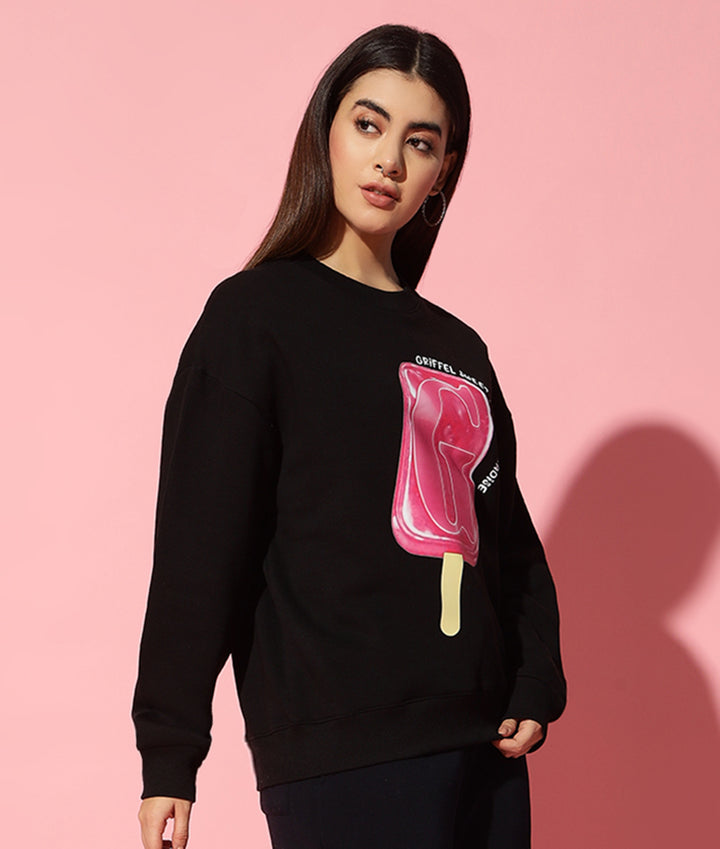 Sweet freeze  Round Neck Oversized Sweatshirt