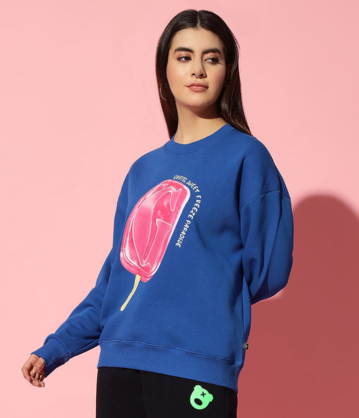 Sweet freeze  Round Neck Oversized Sweatshirt