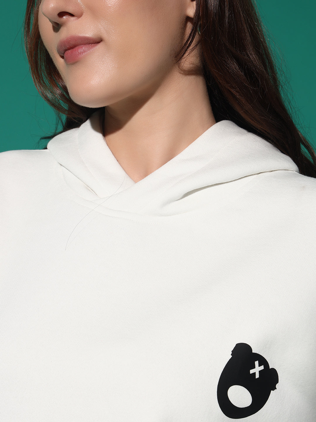 GRIFFEL Teddy Logo Hoodie Neck Oversized Sweatshirt