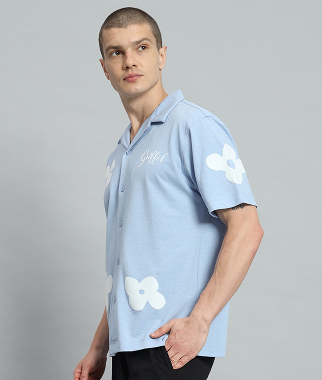 GRIFFEL Flower Printed Regular Fit Bowling Shirt