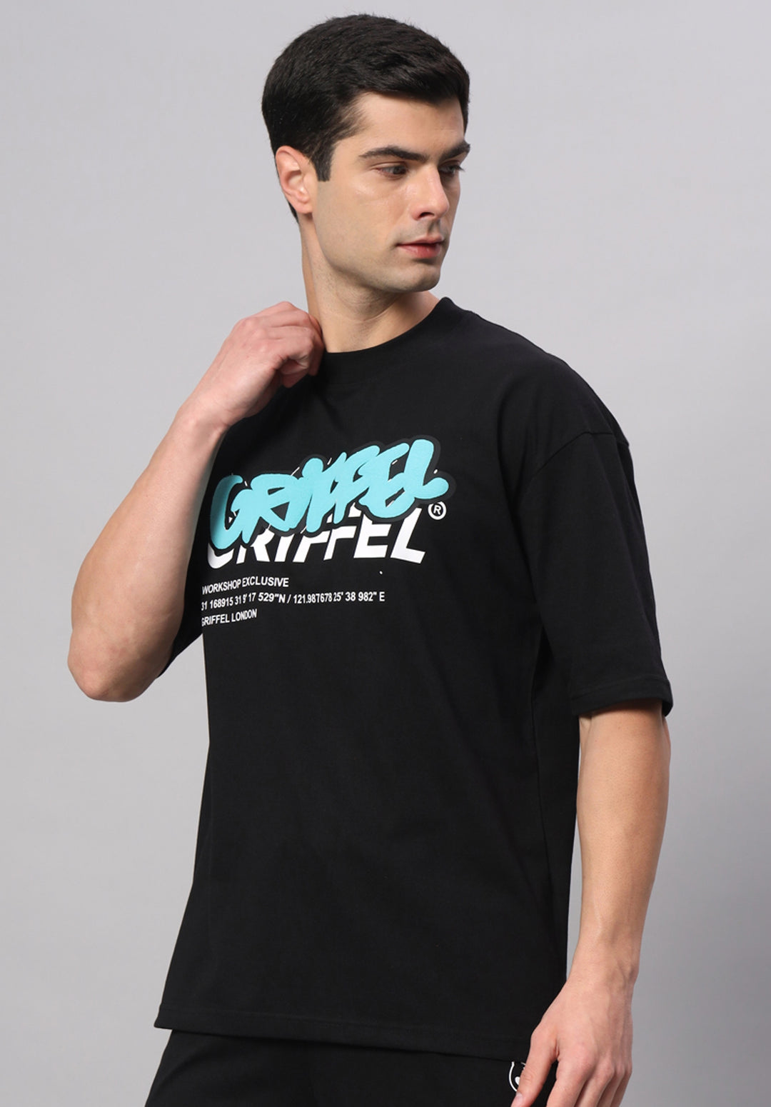 PUFF LOGO Drop Shoulder Oversized T-shirt - griffel