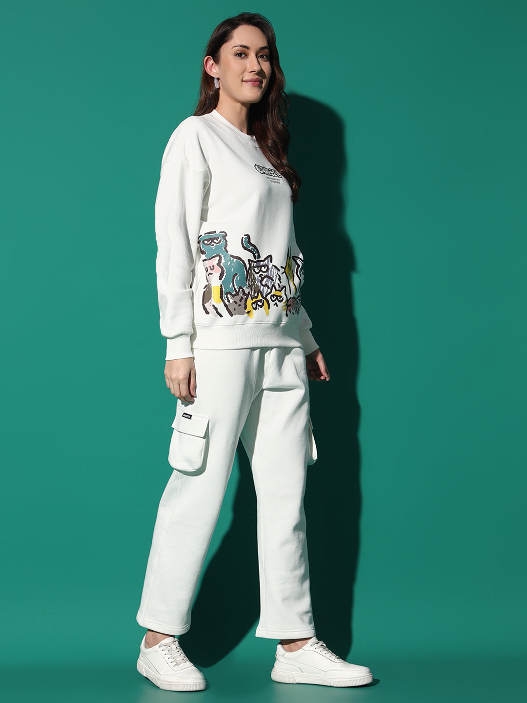 EMOJI CATS Round Neck Oversized Sweatshirt