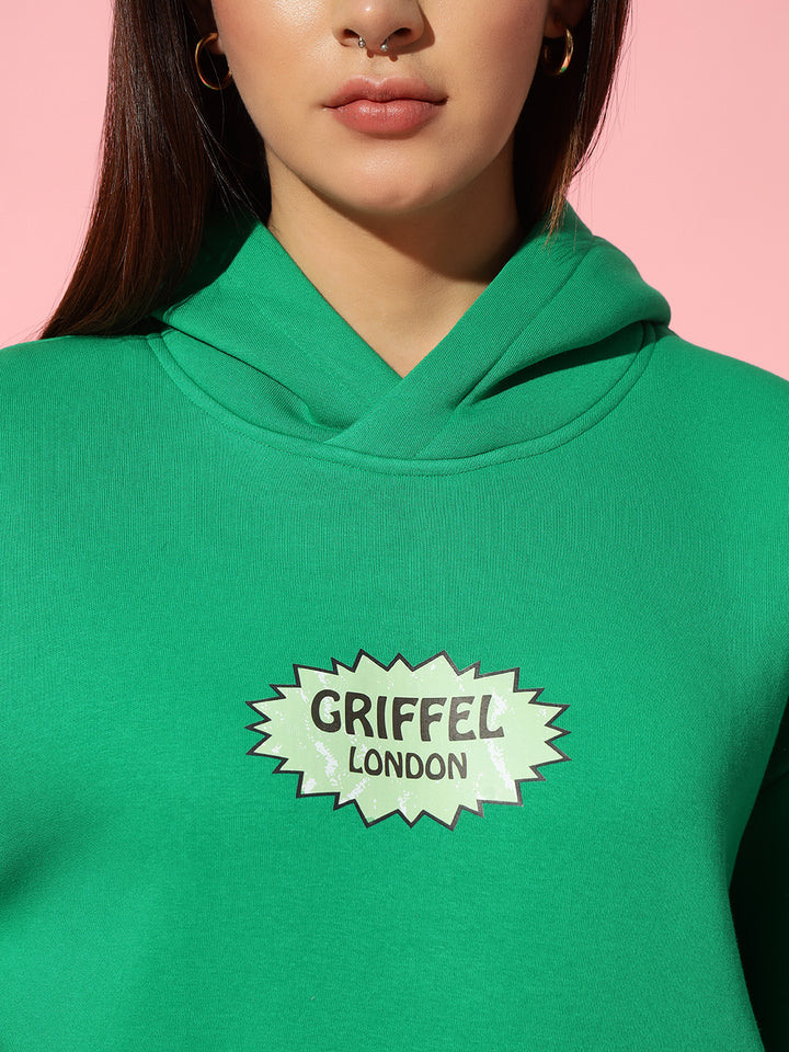 Chilli green Hoodie Neck Oversized Sweatshirt