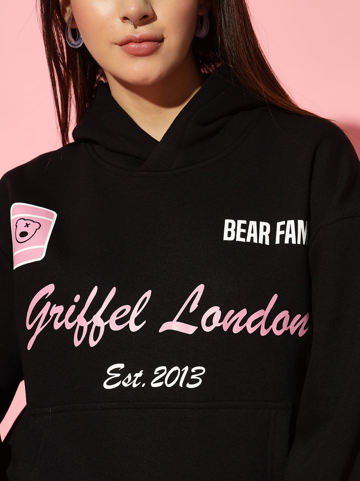 GRIFFEL black Hoodie Neck Oversized Sweatshirt