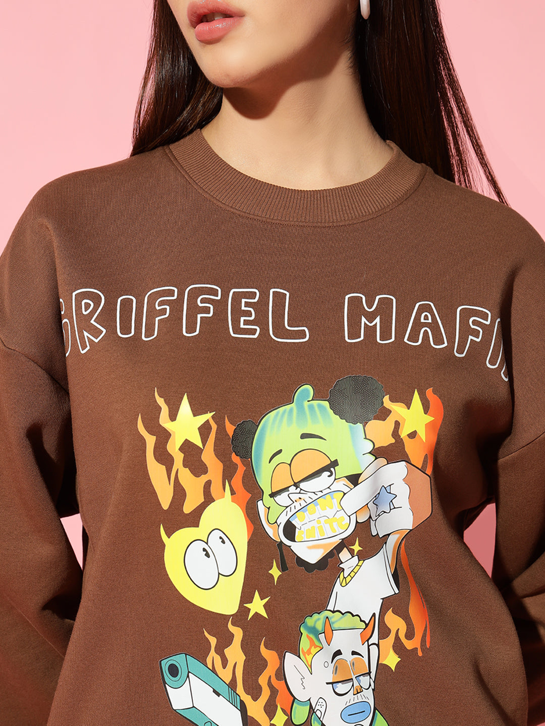 GRIFFEL MAFIA Round Neck Oversized Sweatshirt