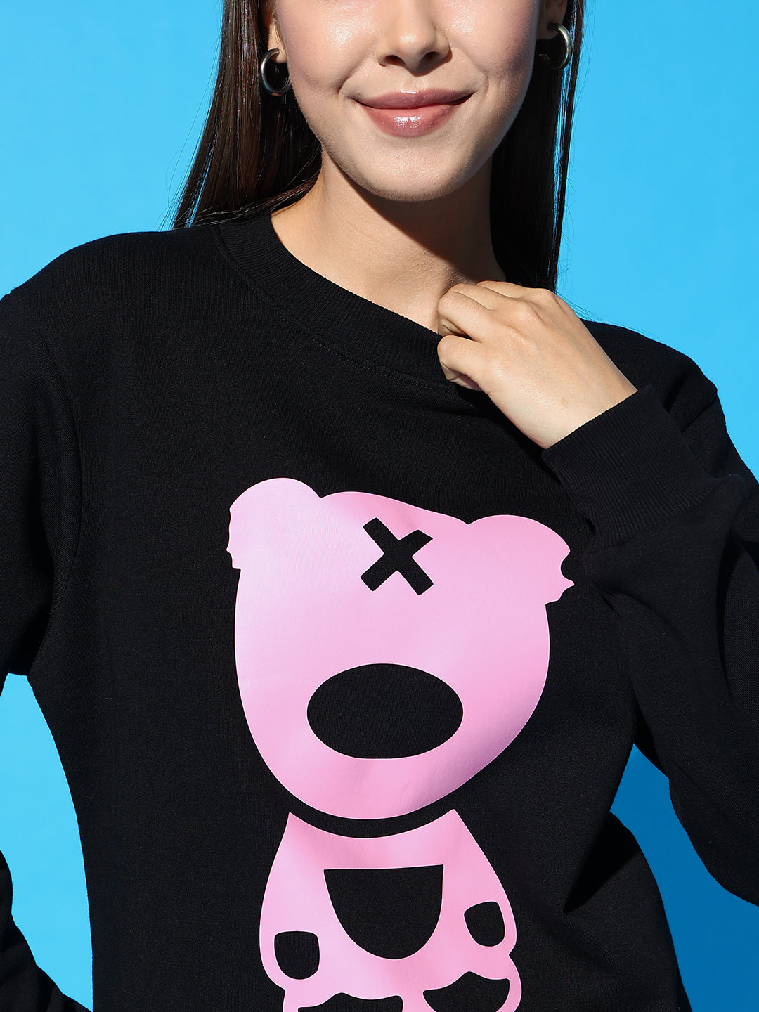 GRIFFEL Front Teddy Round Neck Sweatshirt