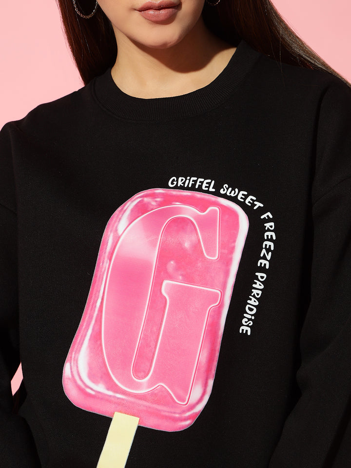 Sweet freeze  Round Neck Oversized Sweatshirt