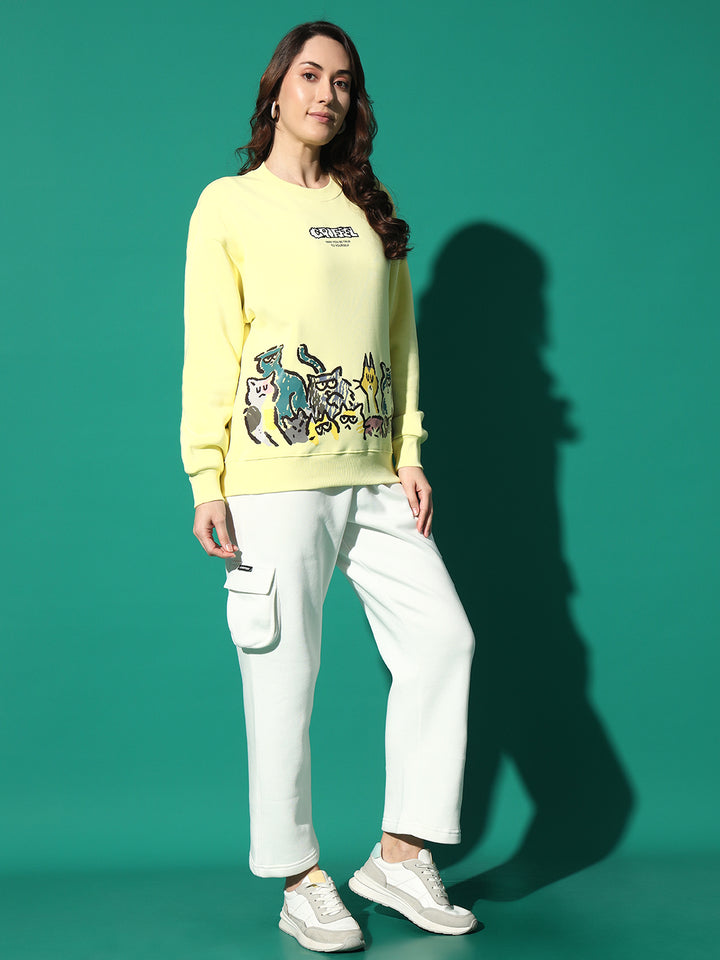 EMOJI CATS Round Neck Oversized Sweatshirt