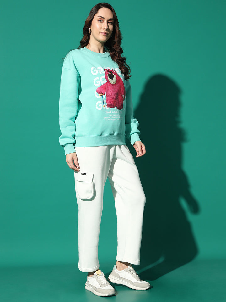 FULL TEDDY BEAR Round Neck Oversized Sweatshirt