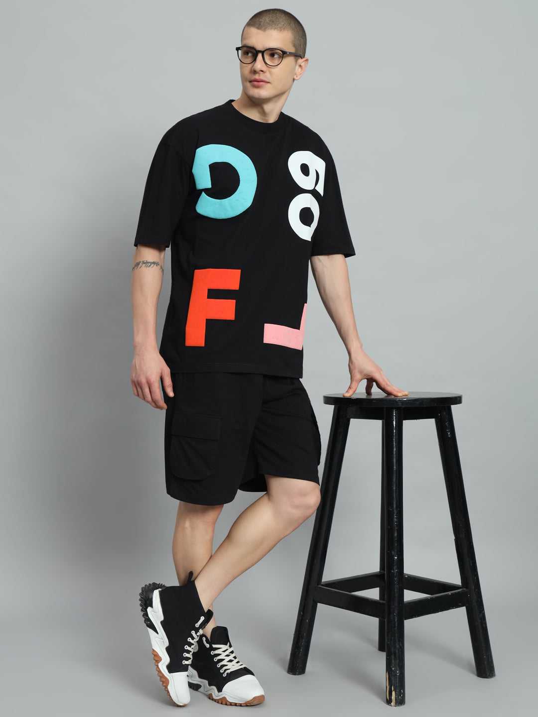 GFL09 Drop Shoulder Oversized Puff Print T-shirt