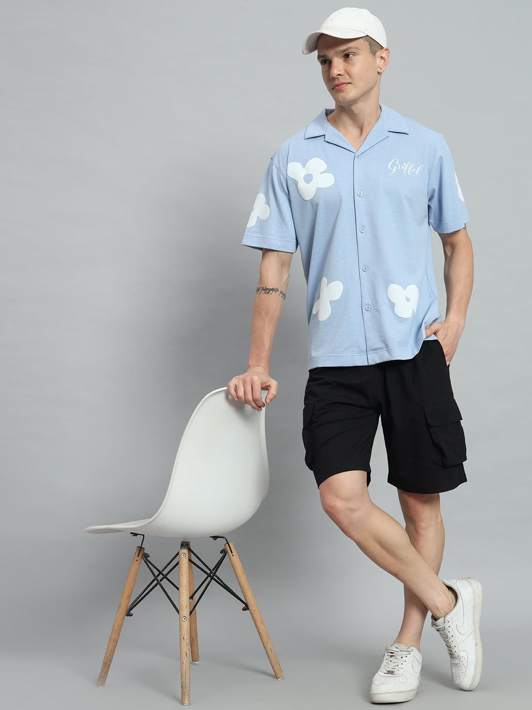 GRIFFEL Flower Printed Regular Fit Bowling Shirt