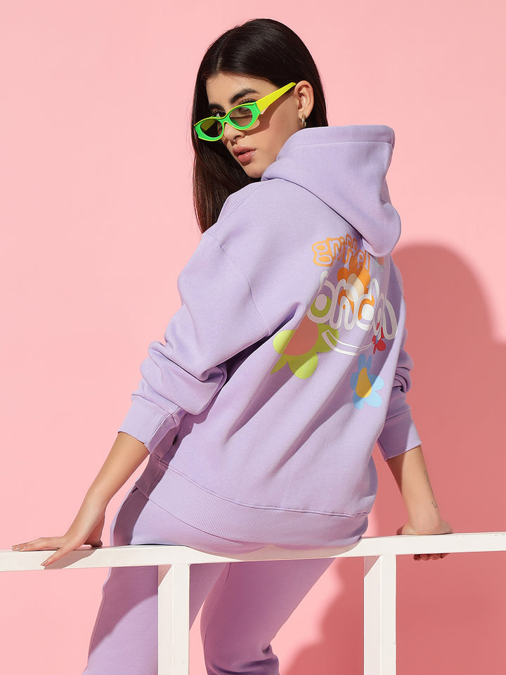 Flower London Hoodie Neck Oversized Sweatshirt