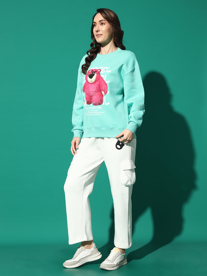 FULL TEDDY BEAR Round Neck Oversized Sweatshirt