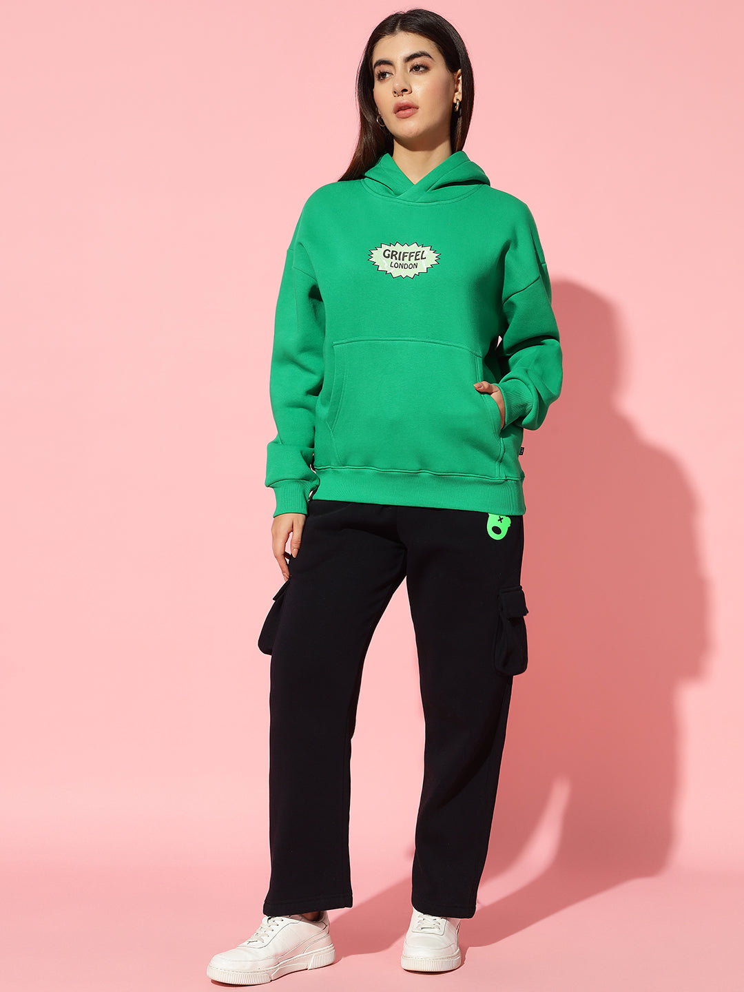 Chilli green Hoodie Neck Oversized Sweatshirt